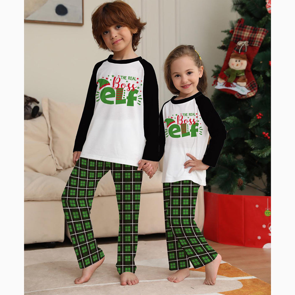 Green Merry Christmas Plaid Print Family Matching Pajamas Set