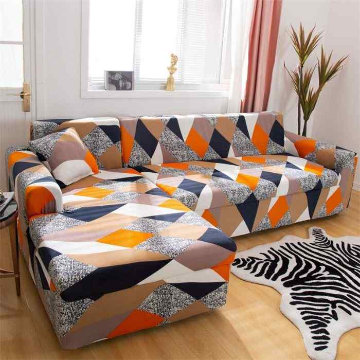 sofa cover l shape Polyester Stretch Couch Covers with 2 Pillowcases