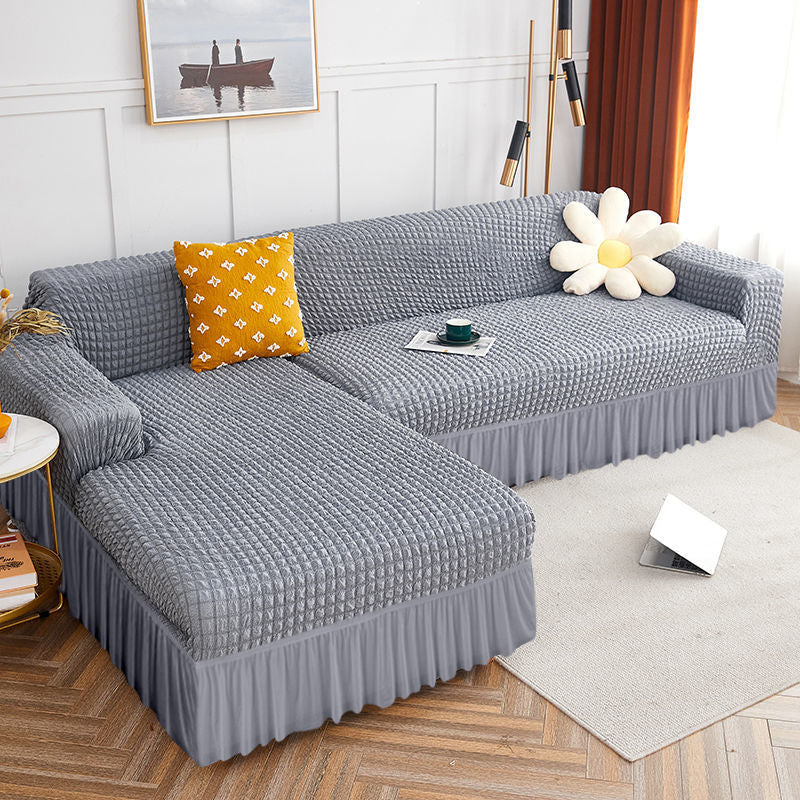 High Elastic L-shaped Sofa Cover with Skirt Universal Sofa Slipcover ...