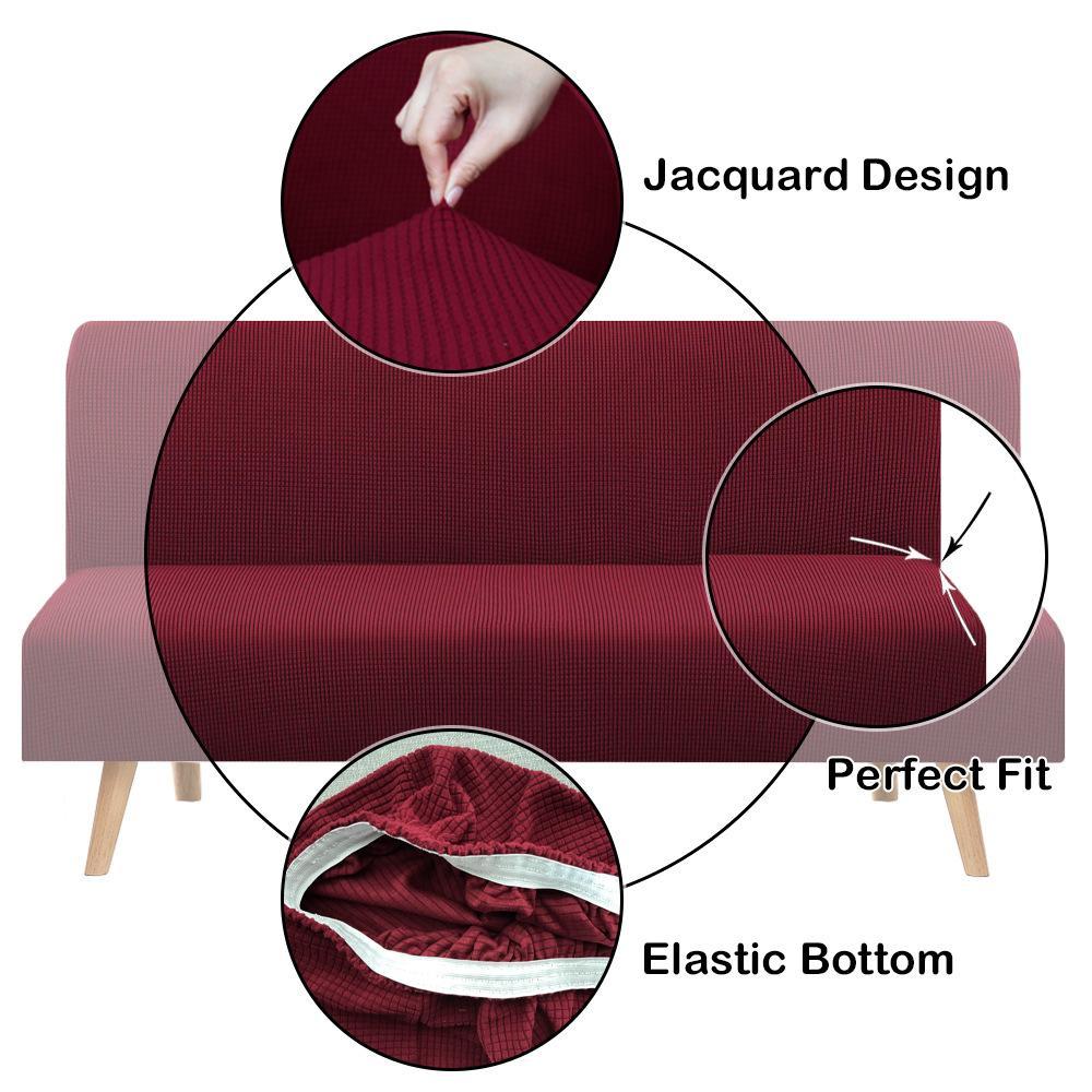 Armless Sofa Slipcover Stretch Sofa Bed Cover Protector Elastic Spandex Modern Solid Folding