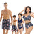 Family Matching Blue Floral Printed Swimsuits