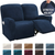 Stretchy Velvet Recliner Sofa Cover Stone Blue