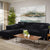 Black L-Shaped Sofa Covers (3 Seater + 3 Seater )
