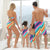 Family Matching Rainbow Printed Swimsuits